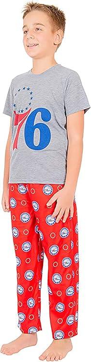 Ultra Game NBA Official Youth 2 Piece T-Shirt & Lounge Pants Pajama Set, Philadelphia 76ers, Boys Sizes|Philadelphia 76ers