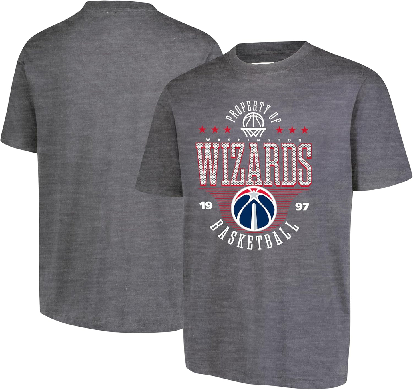 Ultra Game NBA Official Men's Standard Super Soft Mad Props T-Shirt, Washington Wizards, Heather Charcoal|Washington Wizards