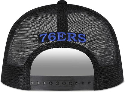 Ultra Game NBA Official Men’s Snap Back All Around The World Trucker Baseball Cap Hat - Unisex, Philadelphia 76ers, Black Marl, 1SIZE|Philadelphia 76ers