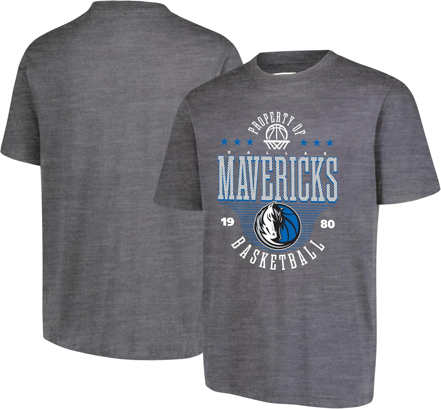 Ultra Game NBA Official Men's Standard Super Soft Mad Props T-Shirt, Dallas Mavericks, Heather Charcoal|Dallas Mavericks