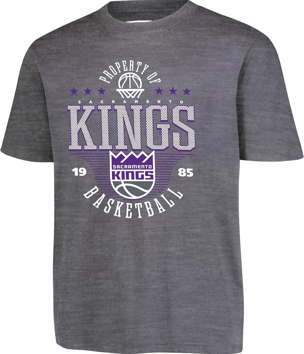 Ultra Game NBA Official Youth Super Soft Mad Props T-Shirt, Sacramento Kings, Heather Charcoal|Sacramento Kings