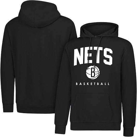 Ultra Game NBA Official Men's Super Soft Teamster Hoodie Sweatshirt, Brooklyn Nets, Team Color|Brooklyn Nets