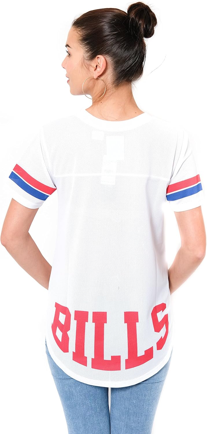 NFL Buffalo Bills Womens Soft Mesh Jersey Varsity Tee Shirt|Buffalo Bills