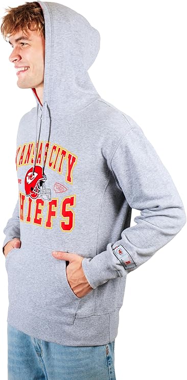 Ultra Game NFL Official Adults Ultimate Quality Super Soft Hoodie Sweatshirt - Unisex, Kansas City Chiefs, Heather Gray|Kansas City Chiefs