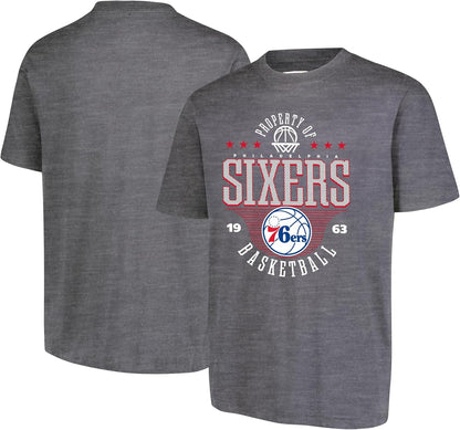 Ultra Game NBA Official Men's Standard Super Soft Mad Props T-Shirt, Philadelphia 76ers, Heather Charcoal|Philadelphia 76ers