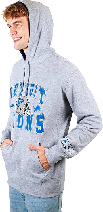 Ultra Game NFL Official Adults Ultimate Quality Super Soft Hoodie Sweatshirt - Unisex, Detroit Lions, Heather Gray|Detroit Lions