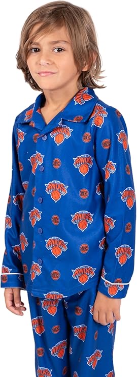 Ultra Game NBA Official Youth 2-Piece Super Soft Button Down Pajamas Set, Philadelphia 76ers, Boys Sizes|Philadelphia 76ers