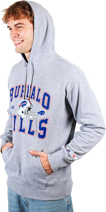 Ultra Game NFL Official Adults Ultimate Quality Super Soft Hoodie Sweatshirt - Unisex, Buffalo Bills, Heather Gray|Buffalo Bills