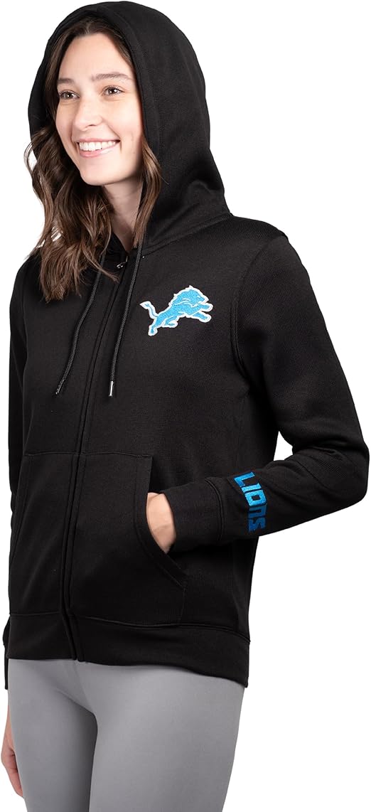 Ultra Game NFL Detroit Lions Official Women's Full Zip Marl Knit Hoodie Sweatshirt Jacket|Detroit Lions