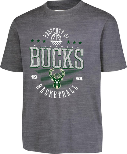 Ultra Game NBA Official Youth Super Soft Mad Props T-Shirt, Milwaukee Bucks, Heather Charcoal|Milwaukee Bucks