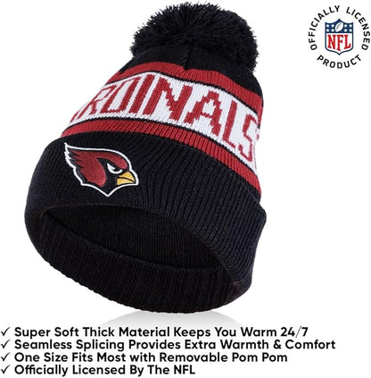 Ultra Game NFL Official Adults Unisex Super Soft Winter Beanie Knit Hat With Extra Warm Touch Screen Gloves, Arizona Cardinals, Team Color, 1 SIZE|Arizona Cardinals