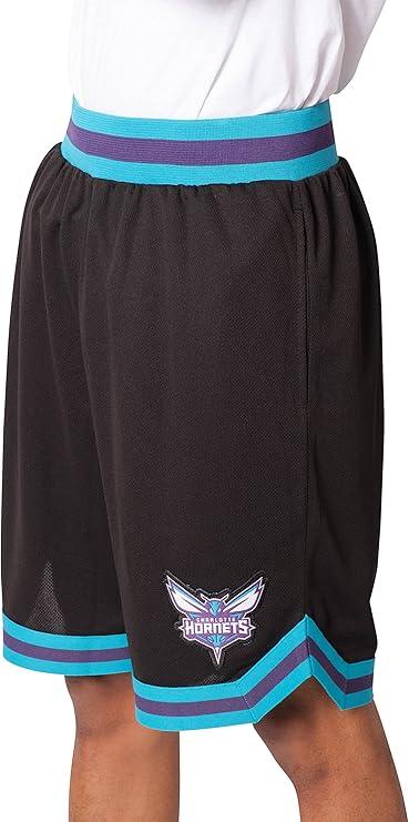 Ultra Game NBA Official Men’s Active Knit Basketball Training Shorts - Unisex, Charlotte Hornets, Black|Charlotte Hornets