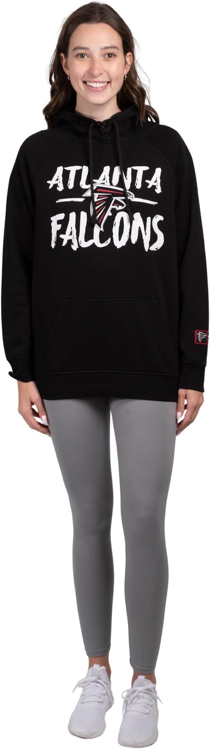 Ultra Game NFL Women's Official Super Soft Tie Neck Pullover Hoodie Sweatshirt, Atlanta Falcons, Team Color|Atlanta Falcons