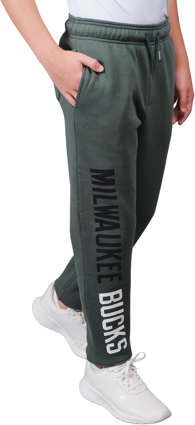 Ultra Game Youth's NBA Official Super Soft Game Day Jogger Sweatpants, Milwaukee Bucks, Team Color|Milwaukee Bucks