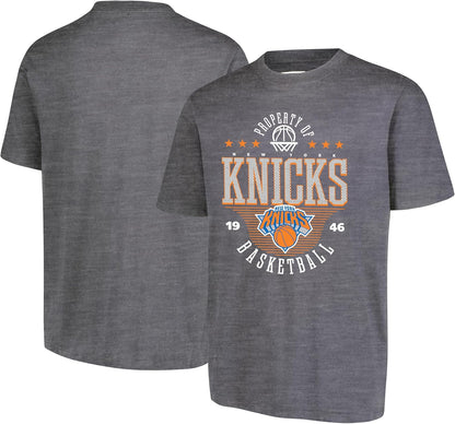 Ultra Game NBA Official Men's Standard Super Soft Mad Props T-Shirt, New York Knicks, Heather Charcoal|New York Knicks