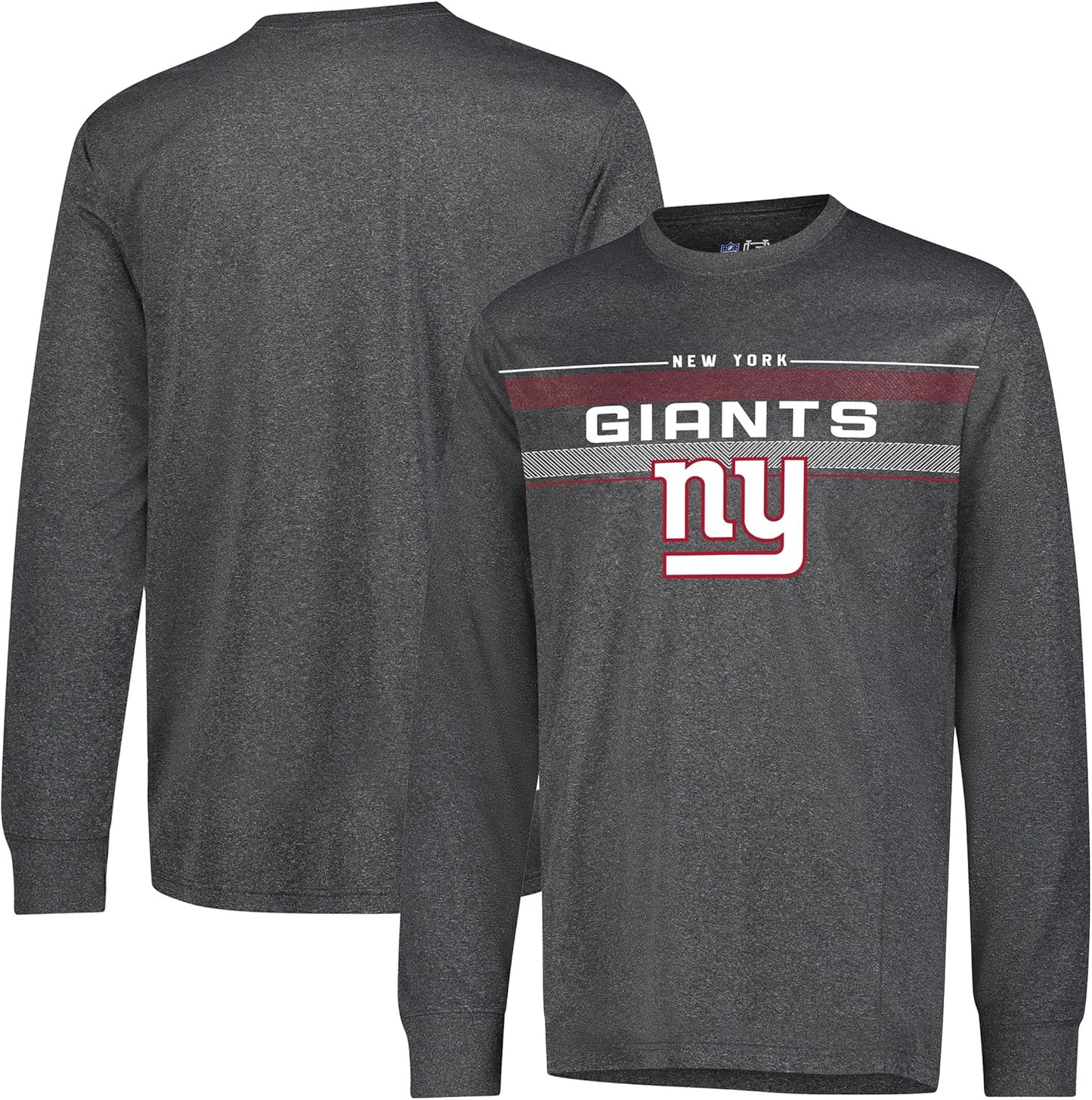 Ultra Game NFL Official Adults Super Soft Game Day Long Sleeve T-Shirt - Unisex, New York Giants, Heather Charcoal 24|New York Giants