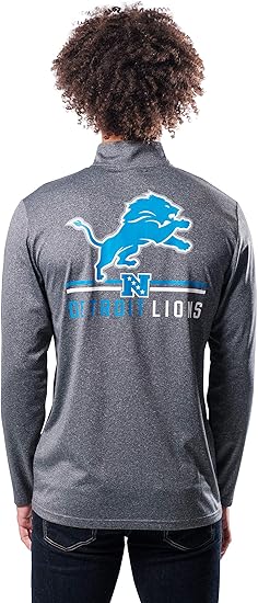 NFL Official Adults Super Soft Quarter Zip Long Sleeve T-Shirt - Unisex|Detroit Lions