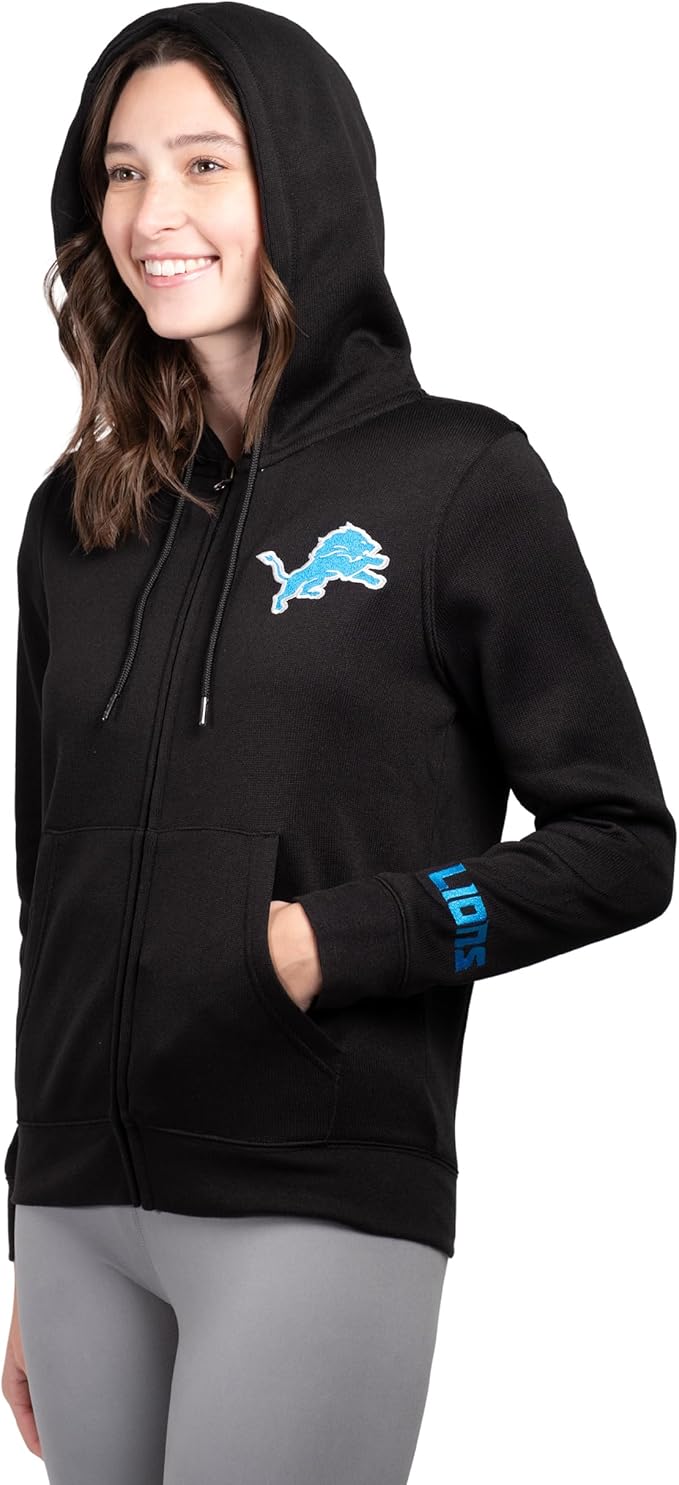 NFL Detroit Lions Official Women's Full Zip Marl Knit Hoodie Sweatshirt Jacket|Detroit Lions