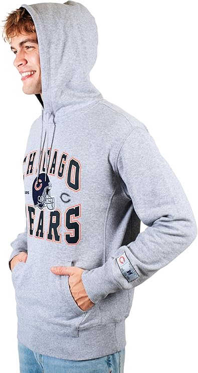 Ultra Game NFL Official Adults Ultimate Quality Super Soft Hoodie Sweatshirt - Unisex, Chicago Bears, Heather Gray|Chicago Bears