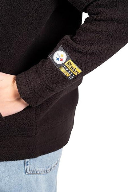 Ultra Game NFL Official Women's Full Zip Soft Sherpa Hoodie Sweatshirt Jacket, Pittsburgh Steelers, Team Color|Pittsburgh Steelers