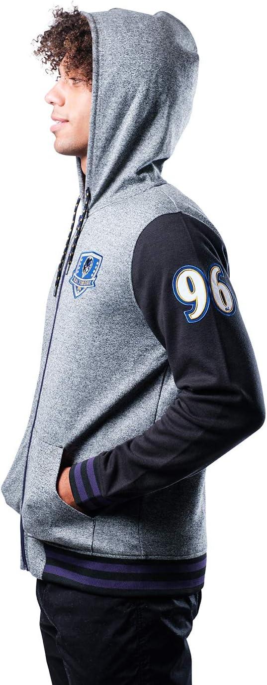 Ultra Game NFL Official Adults Super Soft Supreme Full Zip Varsity Hoodie Sweatshirt Jacket-Unisex, Baltimore Ravens, Heather Gray|Baltimore Ravens