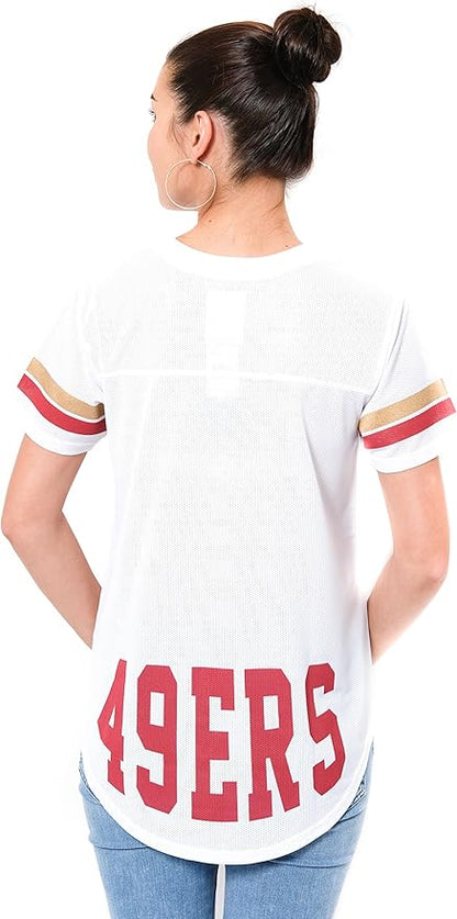 NFL Womens Soft Mesh Jersey Varsity Tee Shirt|San Francisco 49ers