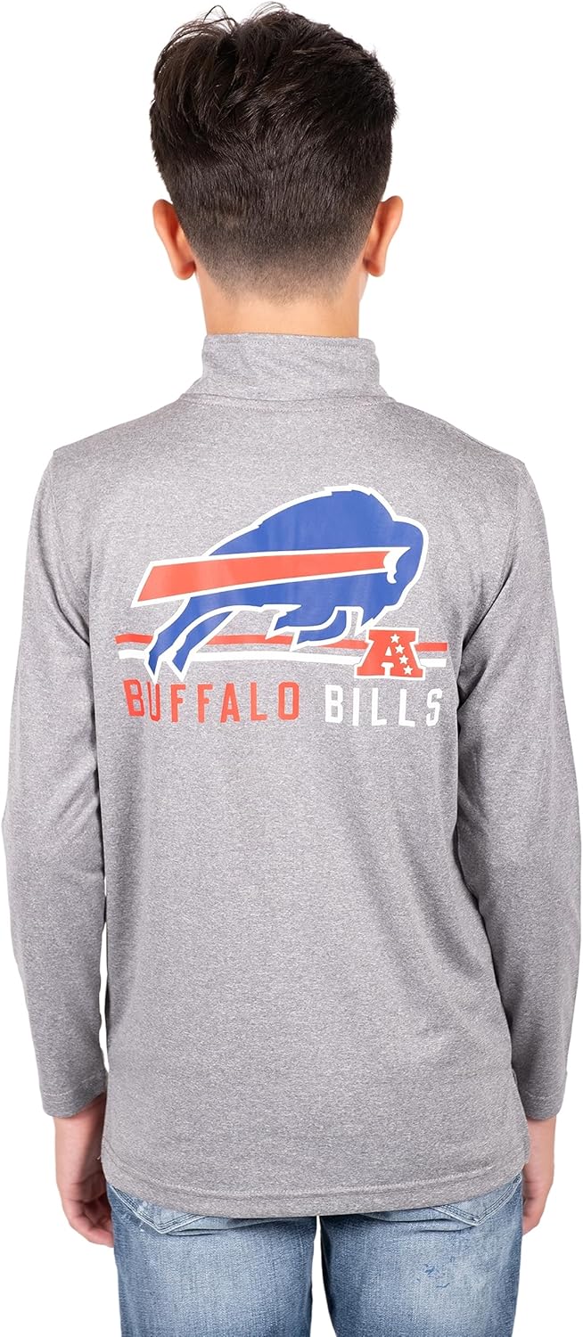 NFL Official Youth Super Soft Quarter Zip Long Sleeve T-Shirt|Buffalo Bills