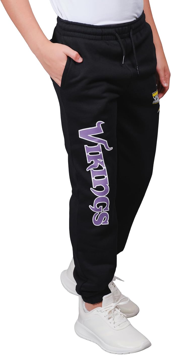 Ultra Game NFL Official Youth Super Soft Game Day Jogger Sweatpants, Minnesota Vikings, Black|Minnesota Vikings