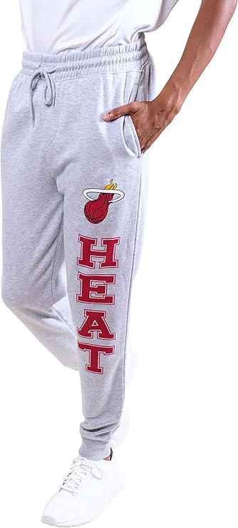 Ultra Game NBA Official Men‚Äôs Super Soft Jogger Sweatpants - Unisex, Miami Heat, Heather Gray|Miami Heat