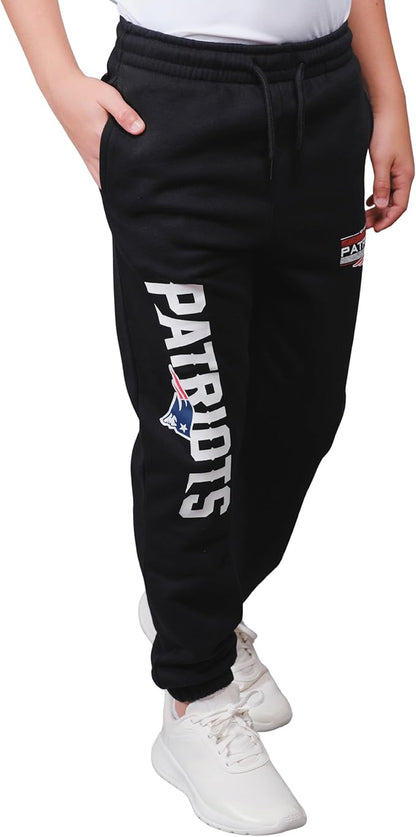 Ultra Game NFL Official Youth Super Soft Game Day Jogger Sweatpants, New England Patriots, Black|New England Patriots