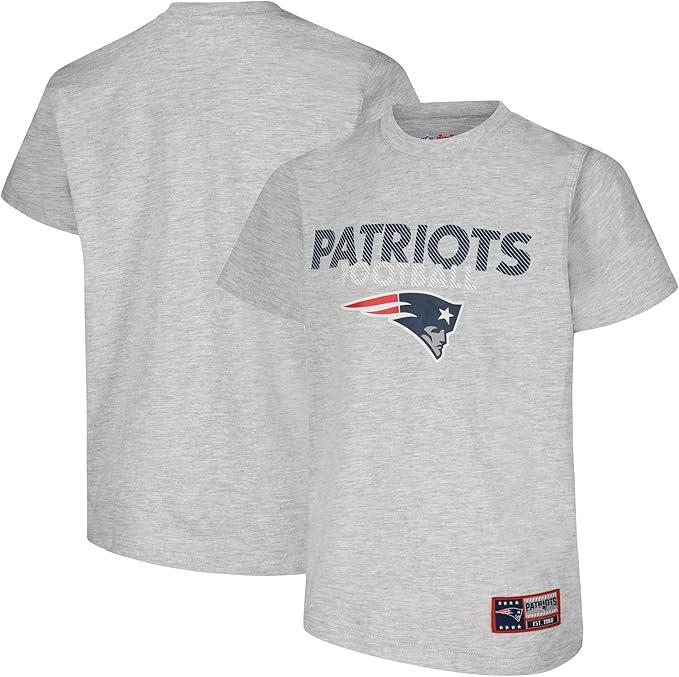 Ultra Game NFL Official Youth Super Soft Game Day T-Shirt, New England Patriots, Heather Gray|New England Patriots