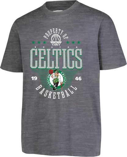 Ultra Game NBA Official Youth Super Soft Mad Props T-Shirt, Boston Celtics, Heather Charcoal|Boston Celtics