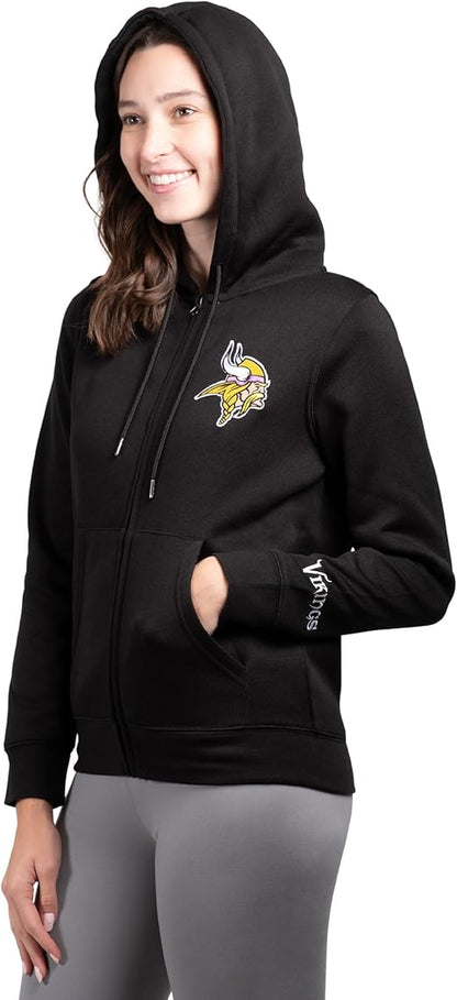 Ultra Game NFL Minnesota Vikings Official Women's Full Zip Marl Knit Hoodie Sweatshirt Jacket|Minnesota Vikings