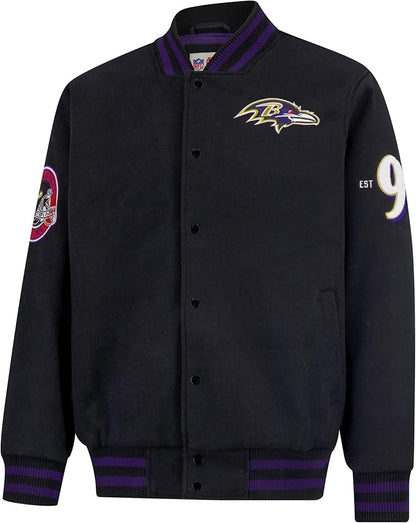 Ultra Game NFL Official Adults Classic Varsity Coaches Jacket Coat - Unisex, Baltimore Ravens, Team Color|Baltimore Ravens