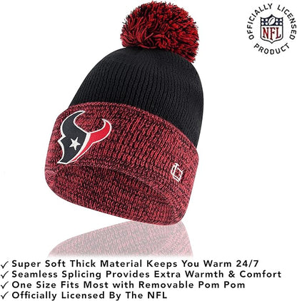 NFL Official Youth Super Soft Two Tone Winter Beanie Knit Hat with Extra Warm Touch Screen Gloves|Houston Texans