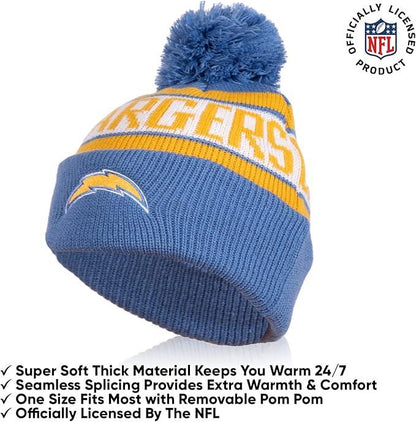 Ultra Game NFL Official Youth Super Soft Winter Beanie Knit Hat With Extra Warm Touch Screen Gloves, Los Angeles Chargers, Team Color 1, 1SIZE|Los Angeles Chargers