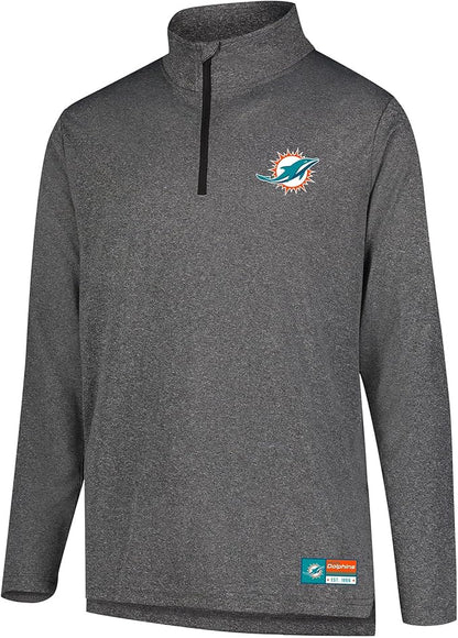 NFL Official Adults Super Soft Quarter Zip Long Sleeve T-Shirt - Unisex|Miami Dolphins