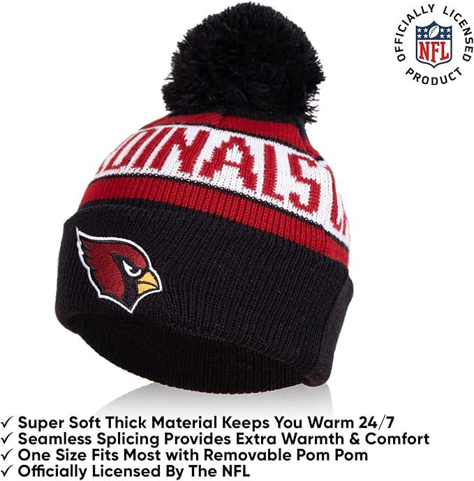 Ultra Game NFL Official Youth Super Soft Winter Beanie Knit Hat With Extra Warm Touch Screen Gloves, Arizona Cardinals, Team Color 1, 1 SIZE|Arizona Cardinals