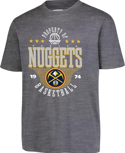 Ultra Game NBA Official Youth Super Soft Mad Props T-Shirt, Denver Nuggets, Heather Charcoal|Denver Nuggets