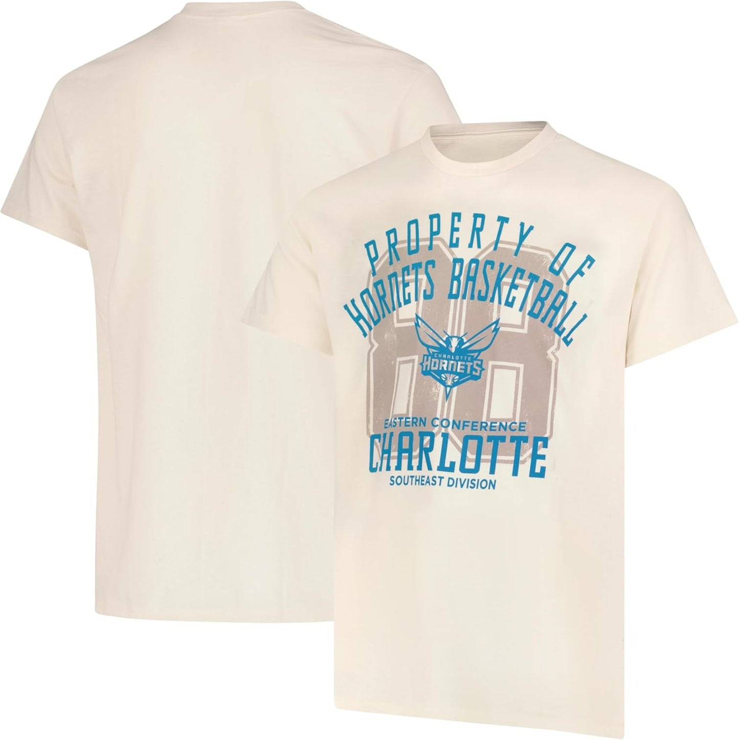 Ultra Game NBA Official Men's Standard Super Soft Nostalgic T-Shirt, Charlotte Hornets, Cream|Charlotte Hornets