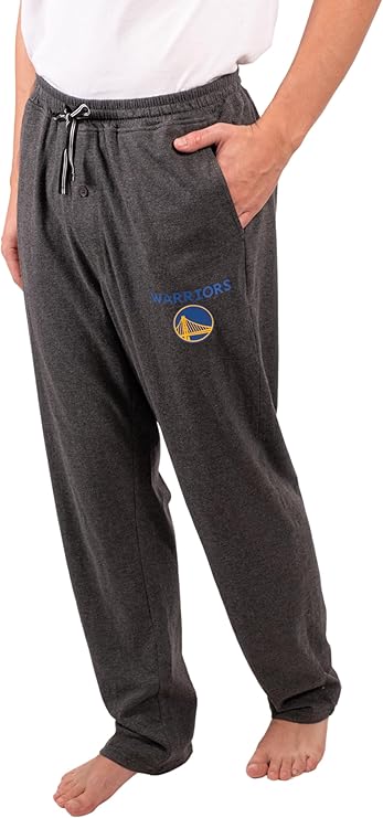 Ultra Game Men's NBA Official Sleepwear Super Soft Pajama Loungewear Pants, Golden State Warriors, Heather Charcoal 23|Golden State Warriors