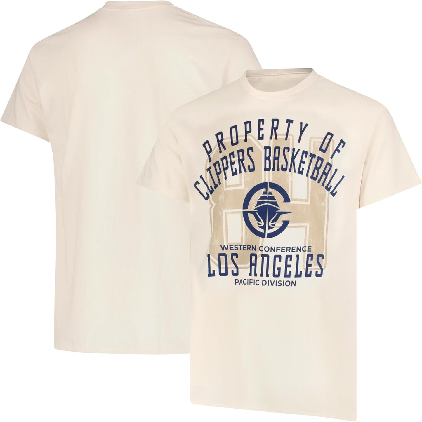 Ultra Game NBA Official Men's Standard Super Soft Nostalgic T-Shirt, Los Angeles Clippers,Cream|Los Angeles Clippers