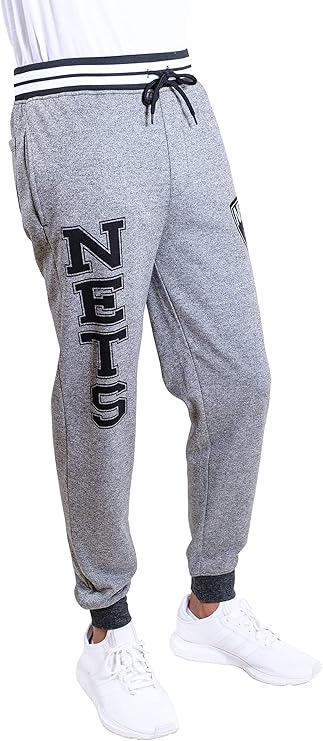 Ultra Game NBA Official Men‚Äôs Super Soft Game Day Jogger Sweatpants - Unisex, Brooklyn Nets, Black Marl|Brooklyn Nets