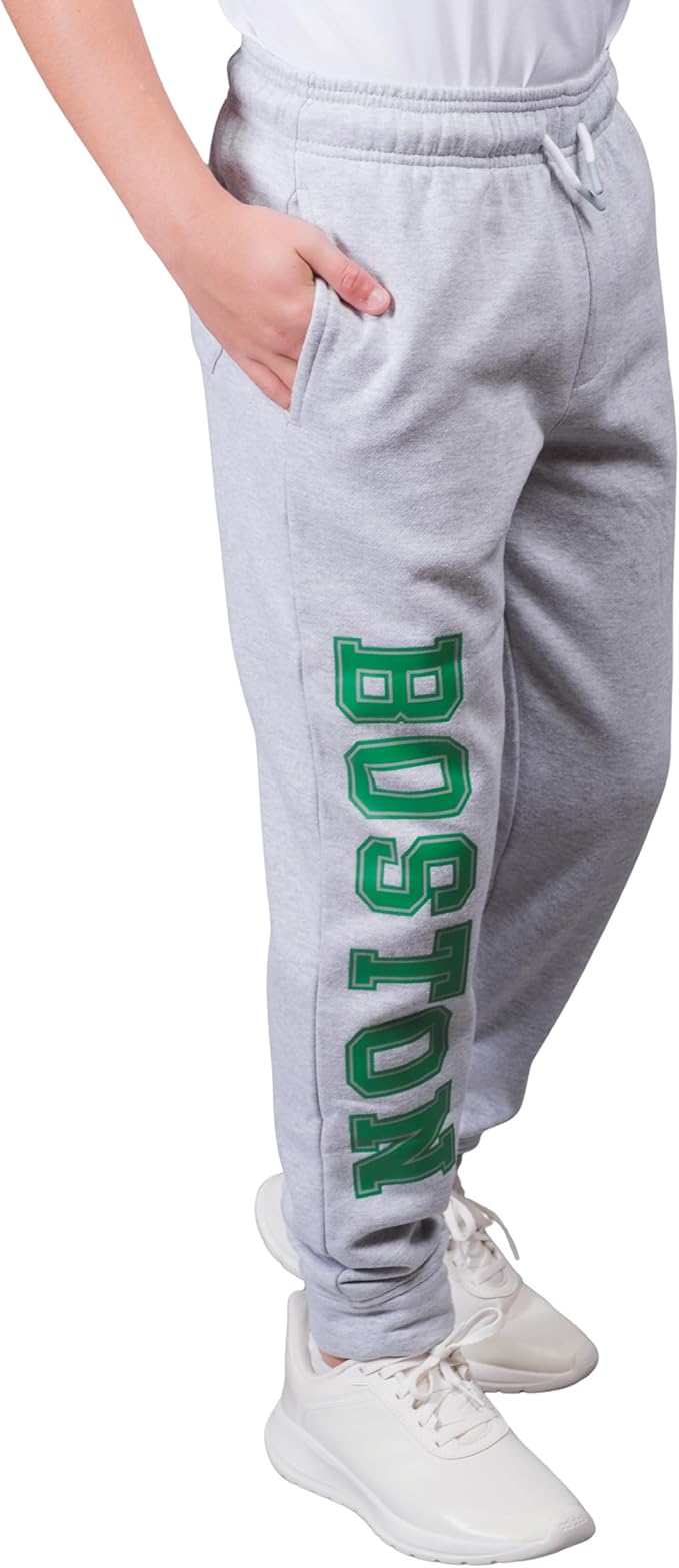 Ultra Game Youth's NBA Official Super Soft Game Day Jogger Sweatpants, Boston Celtics, Heather Gray|Boston Celtics