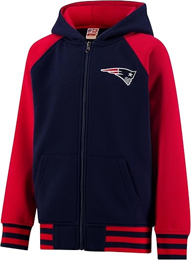 Ultra Game NFL Official Boy's Super Soft Full Zip Varsity Hoodie Sweatshirt, New England Patriots, Team Color 2024|New England Patriots