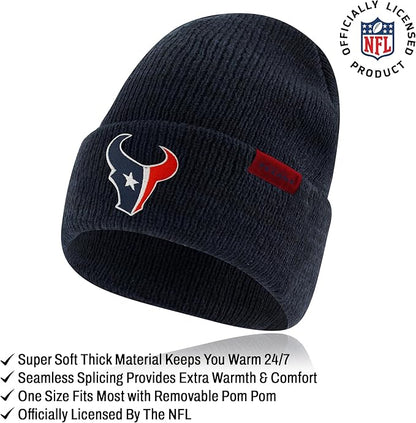 Ultra Game NFL Official Adults Unisex Super Soft Winter Beanie Knit Hat With Extra Warm Touch Screen Gloves, Houston Texans, Team Color, 1SIZE|Houston Texans