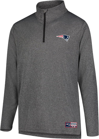 Ultra Game NFL Official Adults Super Soft Quarter Zip Long Sleeve T-Shirt - Unisex New England Patriots|New England Patriots