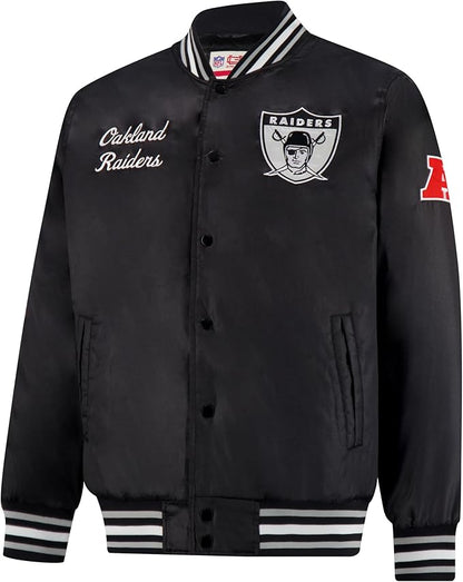 Ultra Game NFL Official Adults Supreme Satin Heritage Jacket, Las Vegas Raiders, Supreme Satin|Las Vegas Raiders