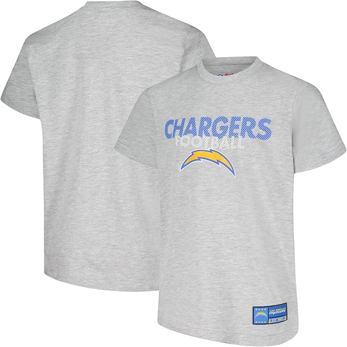 Ultra Game NFL Official Youth Super Soft Game Day T-Shirt, Los Angeles Chargers, Heather Gray|Los Angeles Chargers