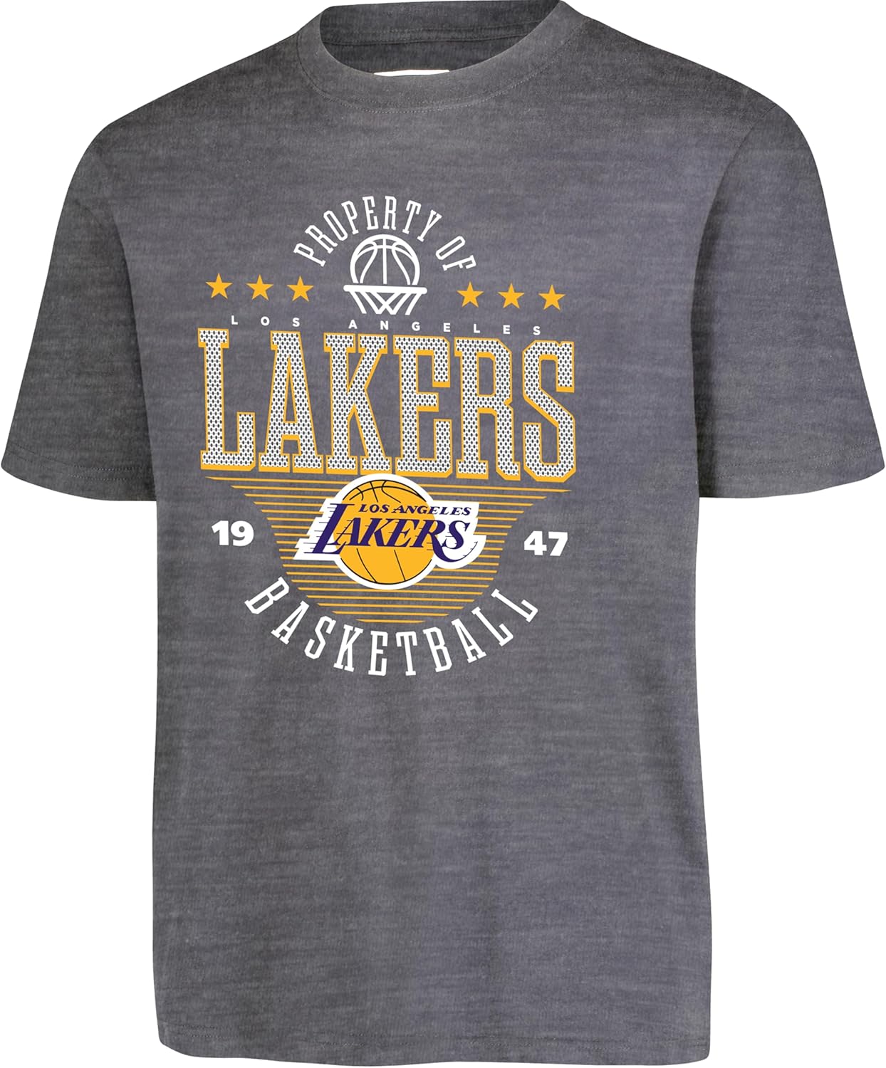 Ultra Game NBA Official Youth Super Soft Mad Props T-Shirt, Los Angeles Lakers, Heather Charcoal|Los Angeles Lakers